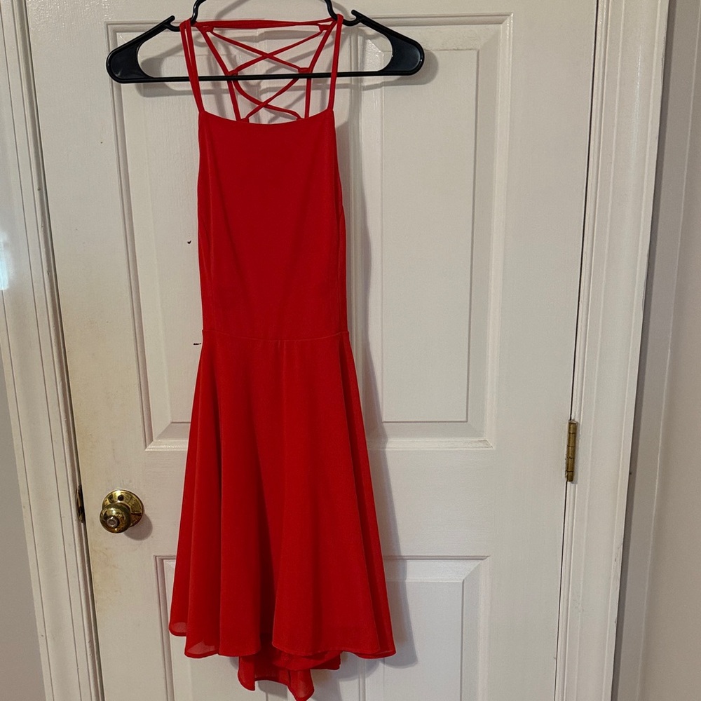 Lulu's Vibrant Red Backless Dress